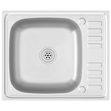vidaXL Kitchen Sink with Drainer Set 600x500x155 mm Stainless Steel Silver
