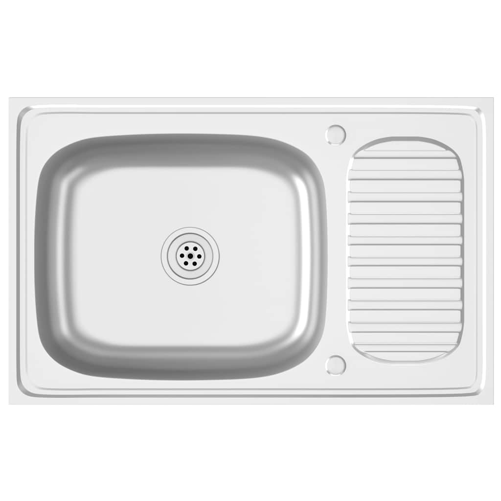 vidaXL Sink with Drainer Set 800x500x155 mm Stainless Steel Silver