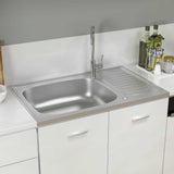 vidaXL Sink with Drainer Set 800x500x155 mm Stainless Steel Silver