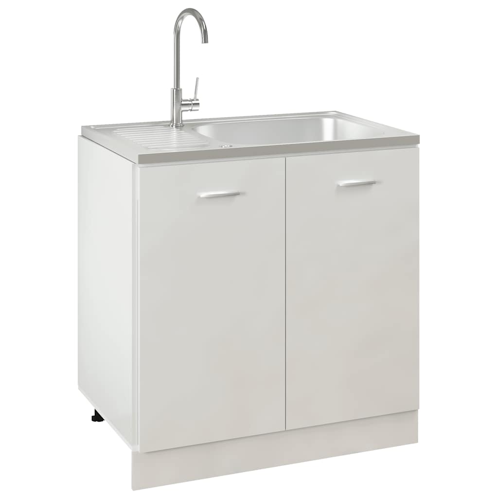 vidaXL Sink with Drainer Set 800x500x155 mm Stainless Steel Silver