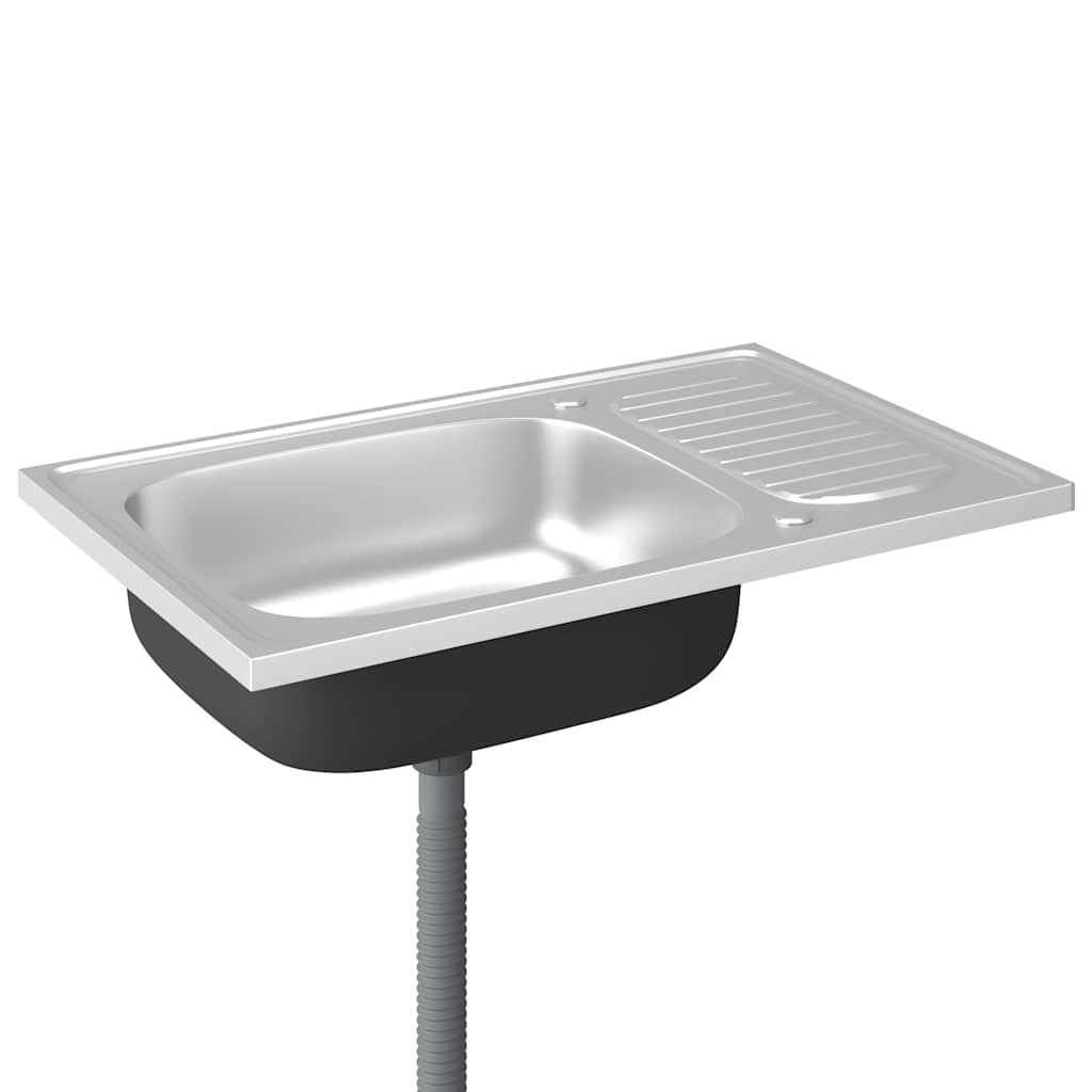 vidaXL Sink with Drainer Set 800x500x155 mm Stainless Steel Silver