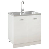 vidaXL Double-Bowl Sink 800x500x155 mm Stainless Steel Silver