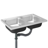 vidaXL Double-Bowl Sink 800x500x155 mm Stainless Steel Silver