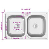 vidaXL Double-Bowl Sink 800x500x155 mm Stainless Steel Silver