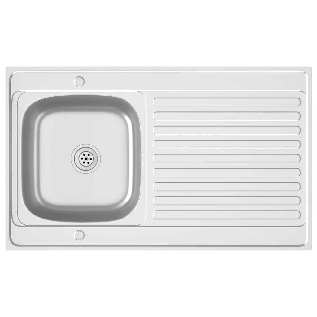 vidaXL Sink with Drainer Set 1000x600x155 mm Stainless Steel Silver