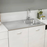vidaXL Sink with Drainer Set 1000x600x155 mm Stainless Steel Silver