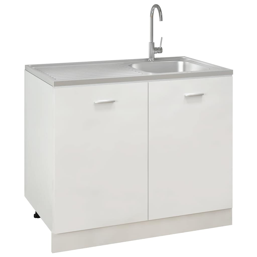 vidaXL Sink with Drainer Set 1000x600x155 mm Stainless Steel Silver