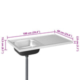 vidaXL Sink with Drainer Set 1000x600x155 mm Stainless Steel Silver