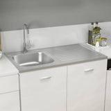 vidaXL Sink with Drainer Set 1000x600x155 mm Stainless Steel Silver