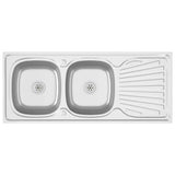 vidaXL Gootsteen dubbele bakken 1200x500x155 mm roestvrij staal zilver