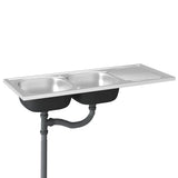 vidaXL Gootsteen dubbele bakken 1200x500x155 mm roestvrij staal zilver