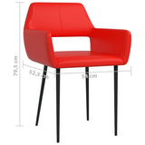 vidaXL Eetkamerstoelen 2 st kunstleer rood