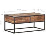 vidaXL Salontafel 90x50x40 cm ruw acaciahout