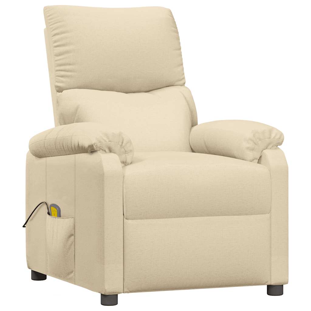 vidaXL Massage Recliner Fabric Cream