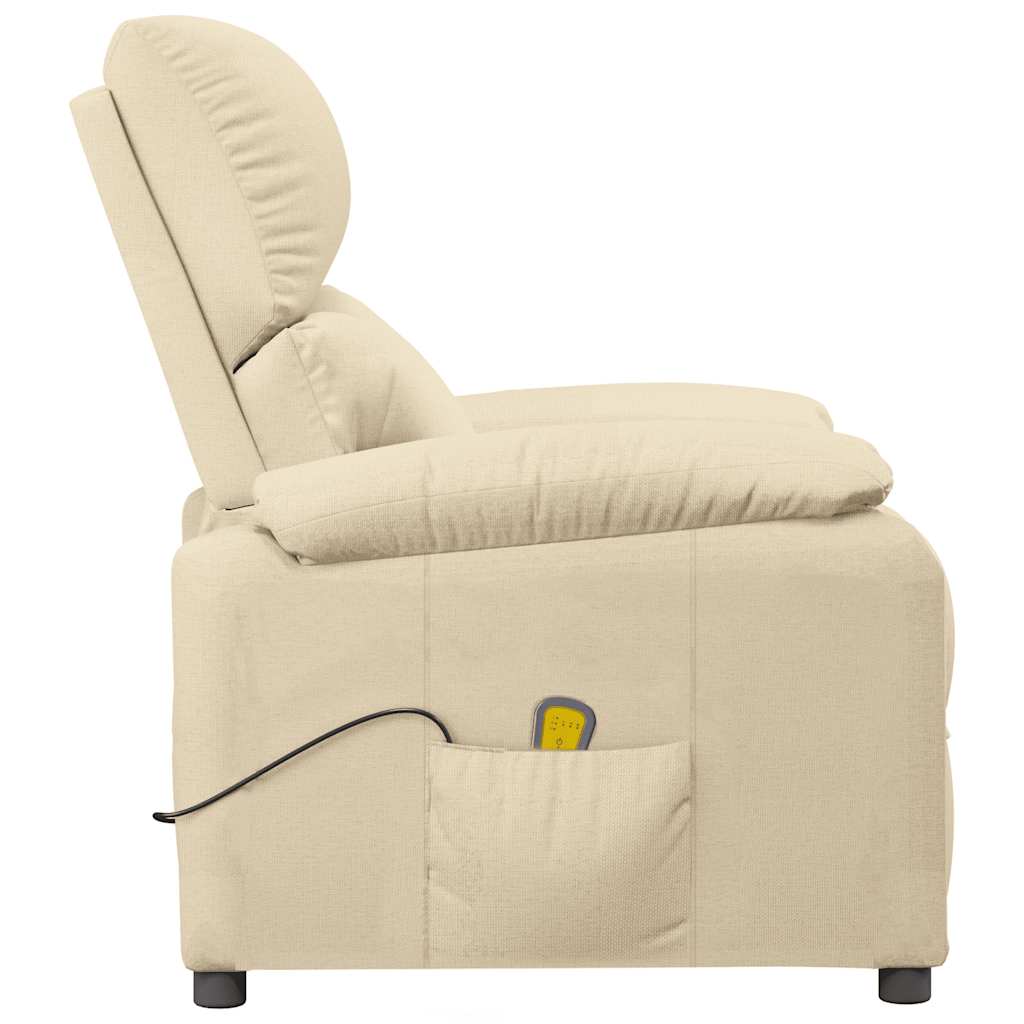 vidaXL Massage Recliner Fabric Cream