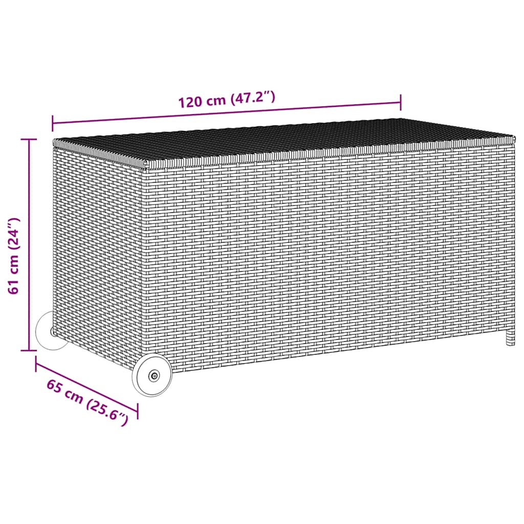 vidaXL Tuinbox 120x65x61 cm poly rattan zwart