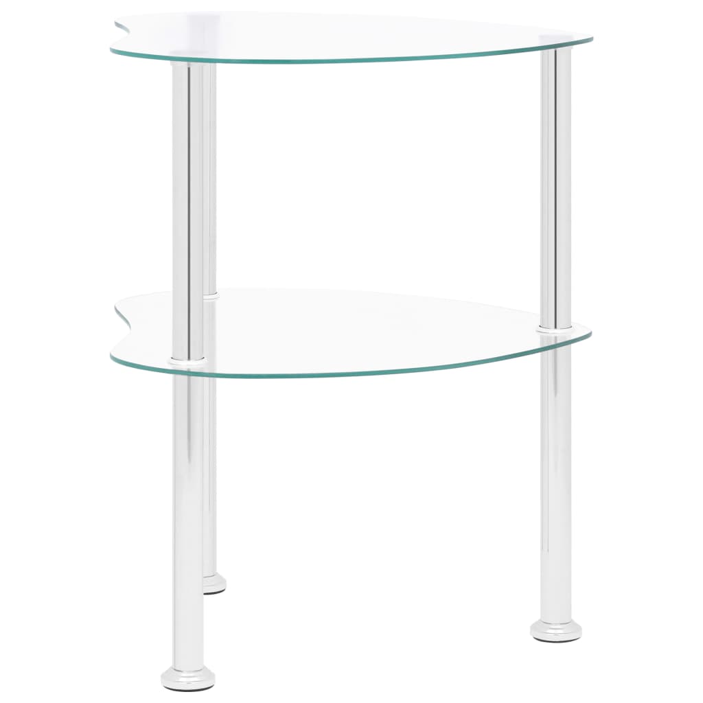vidaXL Bijzettafel 2-laags 38x38x50 cm gehard glas transparant