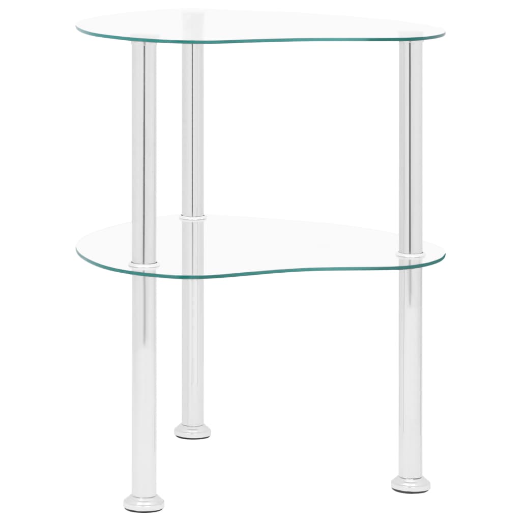 vidaXL Bijzettafel 2-laags 38x38x50 cm gehard glas transparant