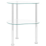 vidaXL Bijzettafel 2-laags 38x38x50 cm gehard glas transparant