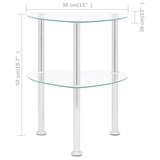 vidaXL Bijzettafel 2-laags 38x38x50 cm gehard glas transparant