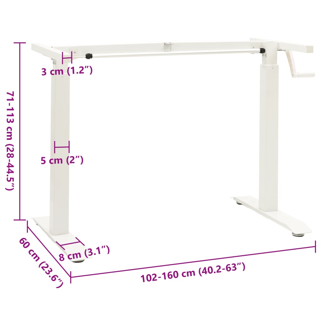 vidaXL Zit-stabureauframe met slinger handmatig wit