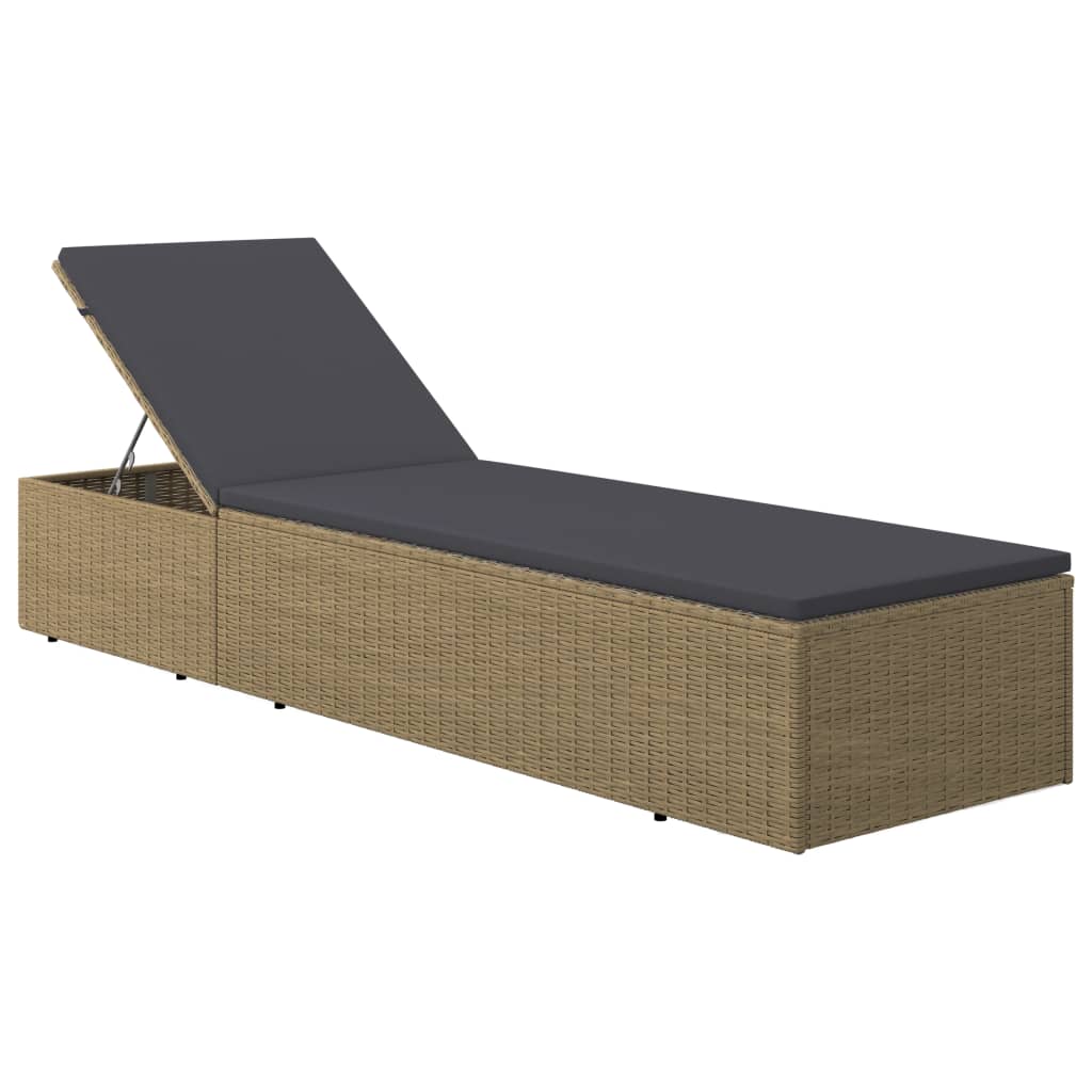 vidaXL Sun Lounger poly rattan brown and dark grey