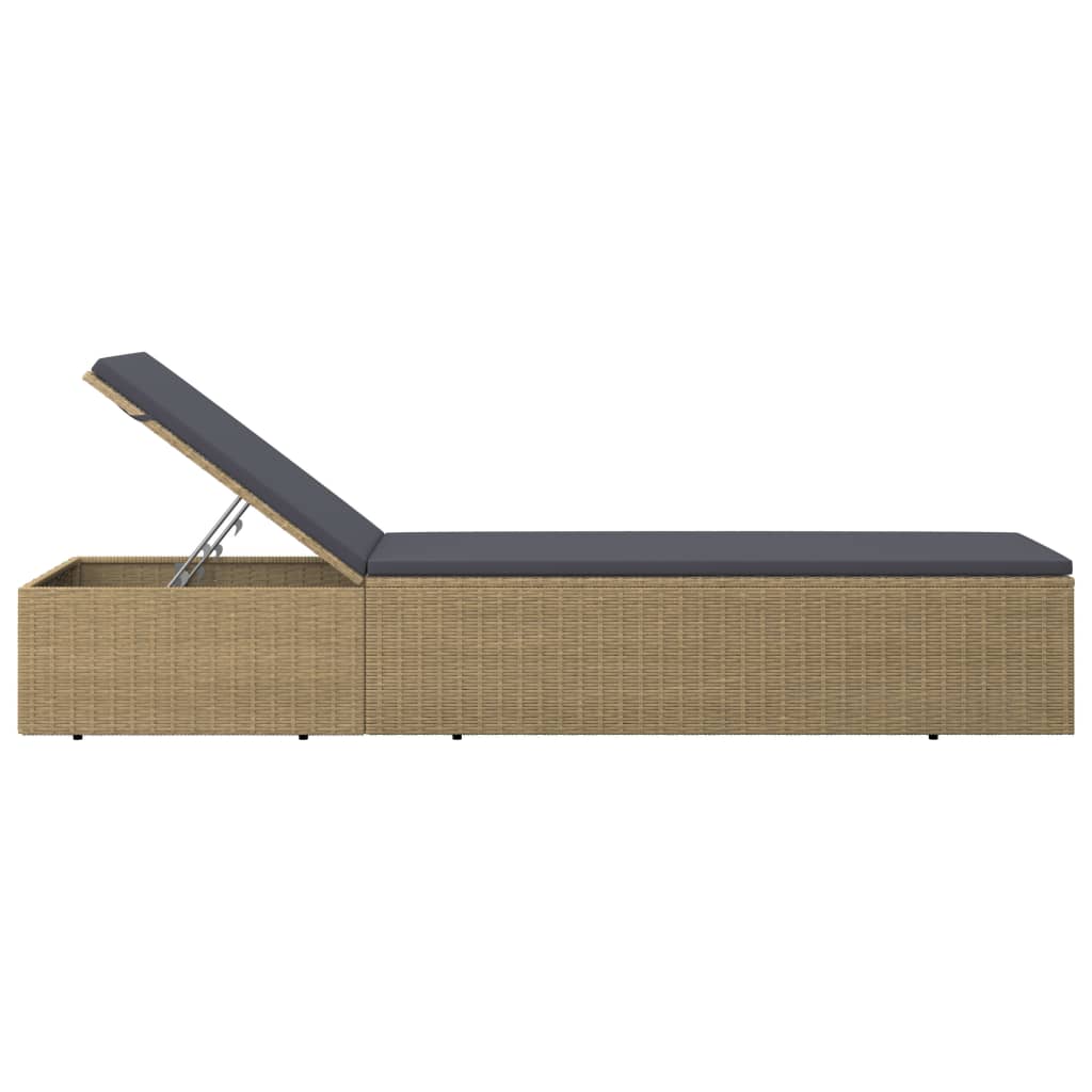 vidaXL Sun Lounger poly rattan brown and dark grey