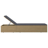vidaXL Sun Lounger poly rattan brown and dark grey