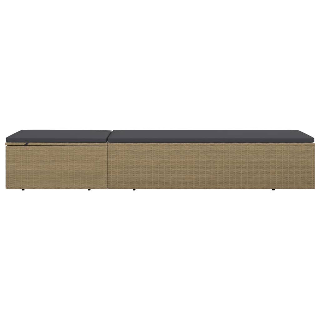 vidaXL Sun Lounger poly rattan brown and dark grey