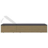 vidaXL Sun Lounger poly rattan brown and dark grey