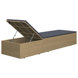 vidaXL Sun Lounger poly rattan brown and dark grey