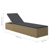vidaXL Sun Lounger poly rattan brown and dark grey