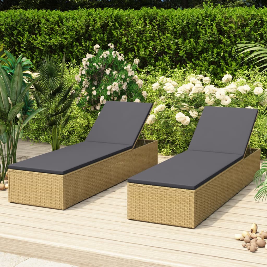 vidaXL Sun Lounger poly rattan brown and dark grey