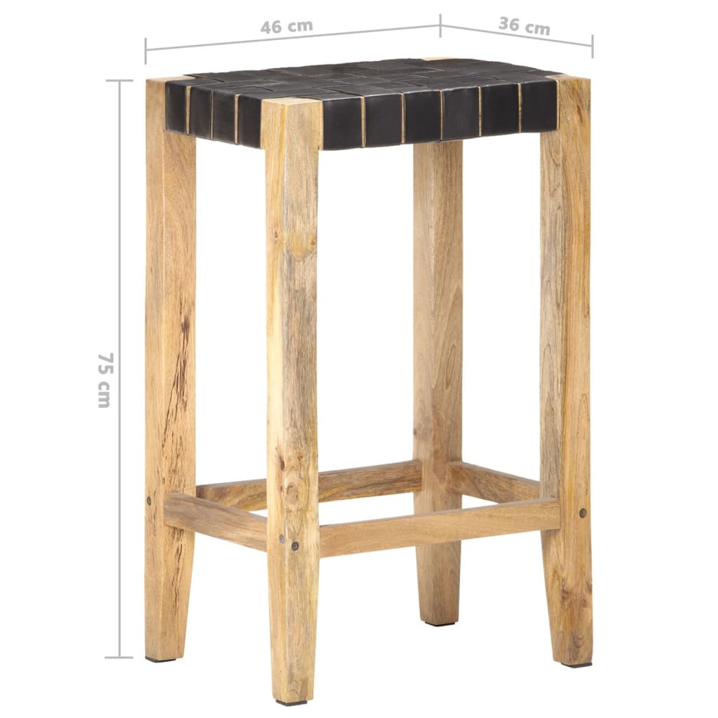 vidaXL Barkrukken 2 st 60 cm echt leer bruin