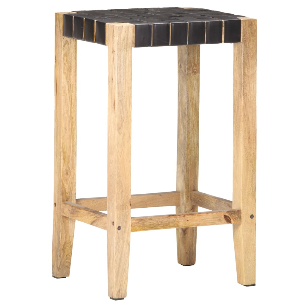 vidaXL Barkrukken 2 st 60 cm echt leer bruin