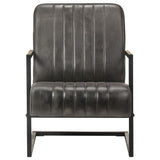 vidaXL Fauteuil echt leer verweerd grijs