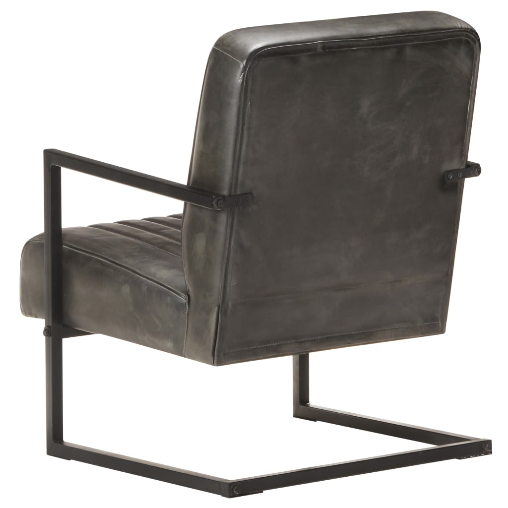 vidaXL Fauteuil echt leer verweerd grijs