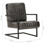 vidaXL Fauteuil echt leer verweerd grijs
