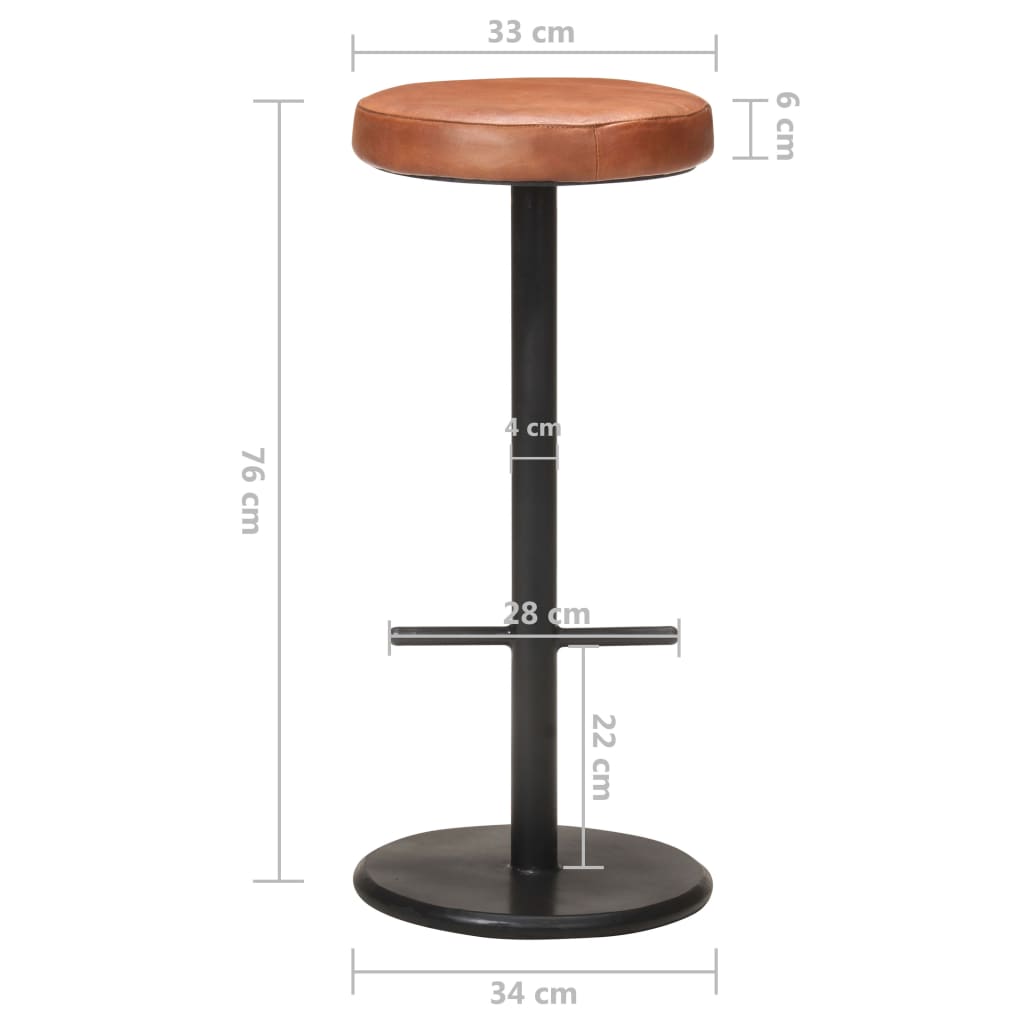 vidaXL Bar Stools 2 pcs Genuine Leather Brown