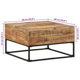vidaXL Salontafel 68x68x41 cm ruw mangohout