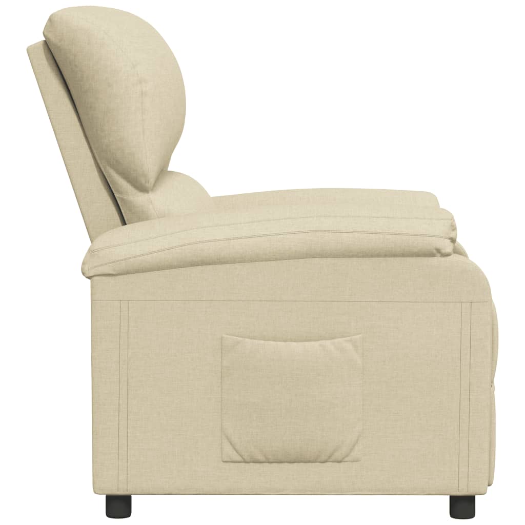 vidaXL Fauteuil verstelbaar stof crèmekleurig