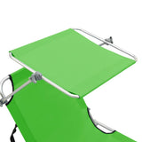 vidaXL Foldable Sun Lounger with Canopy Steel Apple Green