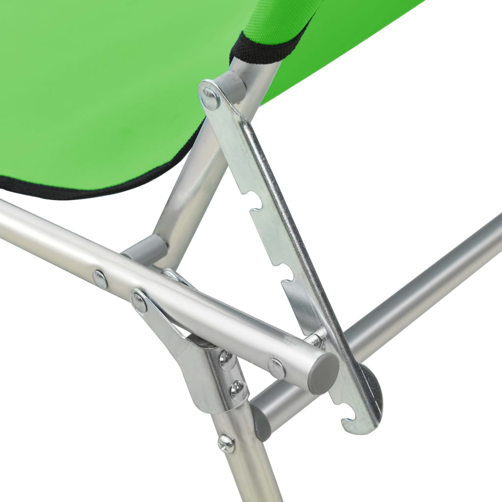 vidaXL Foldable Sun Lounger with Canopy Steel Apple Green