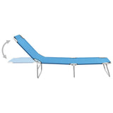 vidaXL Ligbed inklapbaar staal en stof turquoiseblauw