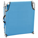 vidaXL Ligbed inklapbaar staal en stof turquoiseblauw