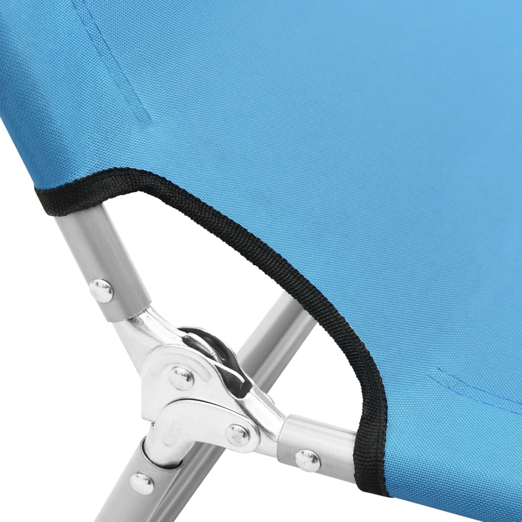 vidaXL Ligbed inklapbaar staal en stof turquoiseblauw