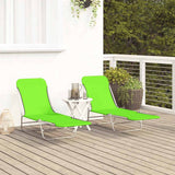 vidaXL Foldable Sun Loungers 2 pcs Steel and Fabric Green