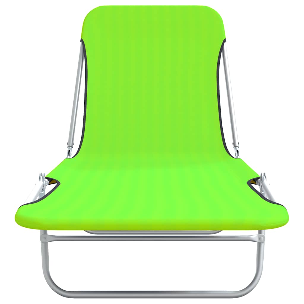 vidaXL Foldable Sun Loungers 2 pcs Steel and Fabric Green