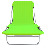 vidaXL Foldable Sun Loungers 2 pcs Steel and Fabric Green
