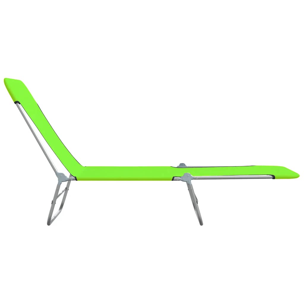 vidaXL Foldable Sun Loungers 2 pcs Steel and Fabric Green